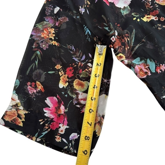 Poscilla Black Floral Open Front Kimono size L - Picture 12 of 17